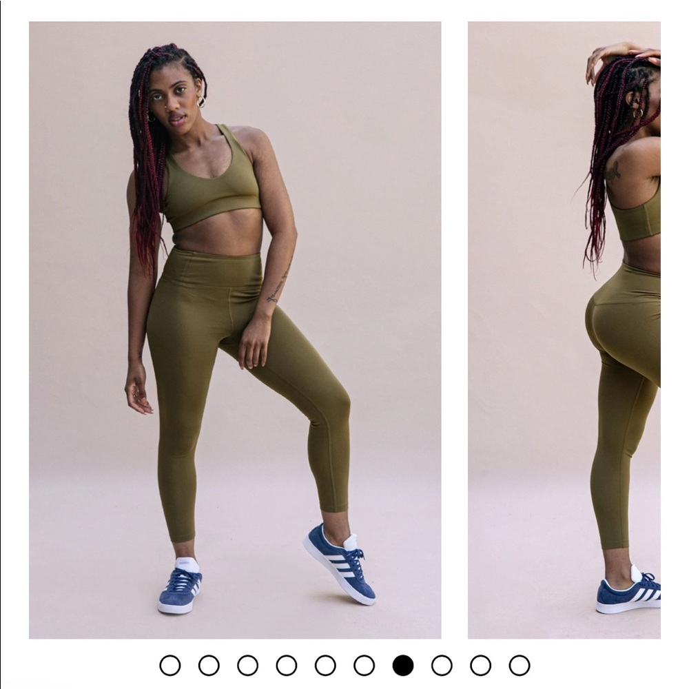 Girlfriend collective float ultralight leggings in fern/olive green